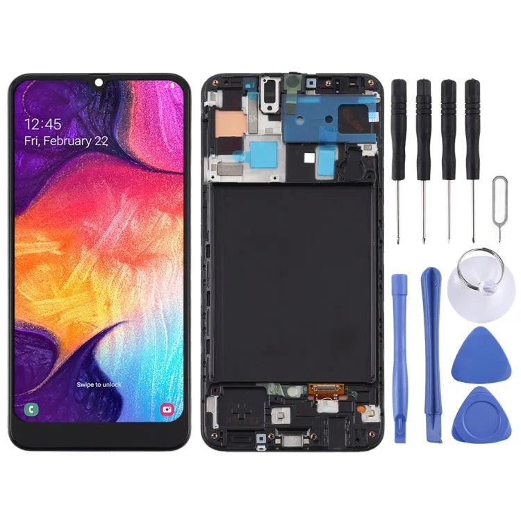 TFT LCD-scherm met digitizer en frame voor Samsung Galaxy A50 (zonder vingerafdruk, zwart)