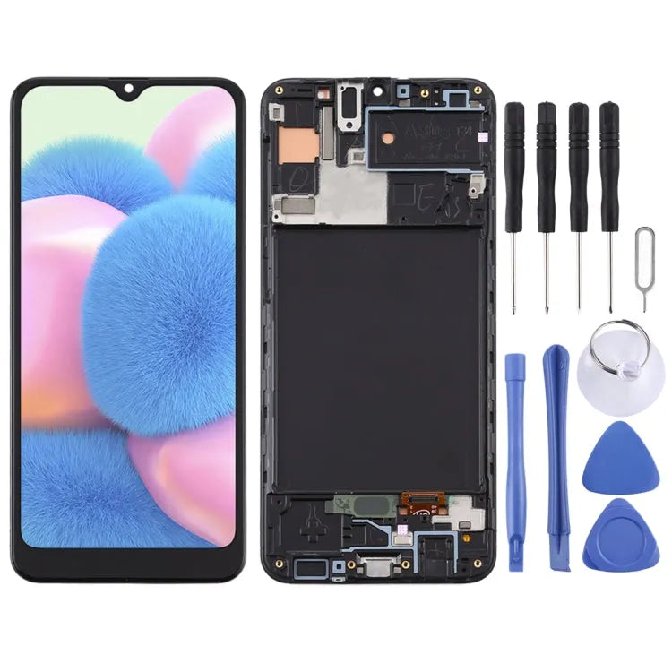 TFT LCD-scherm met digitizer en frame voor Samsung Galaxy A30s (zwart)