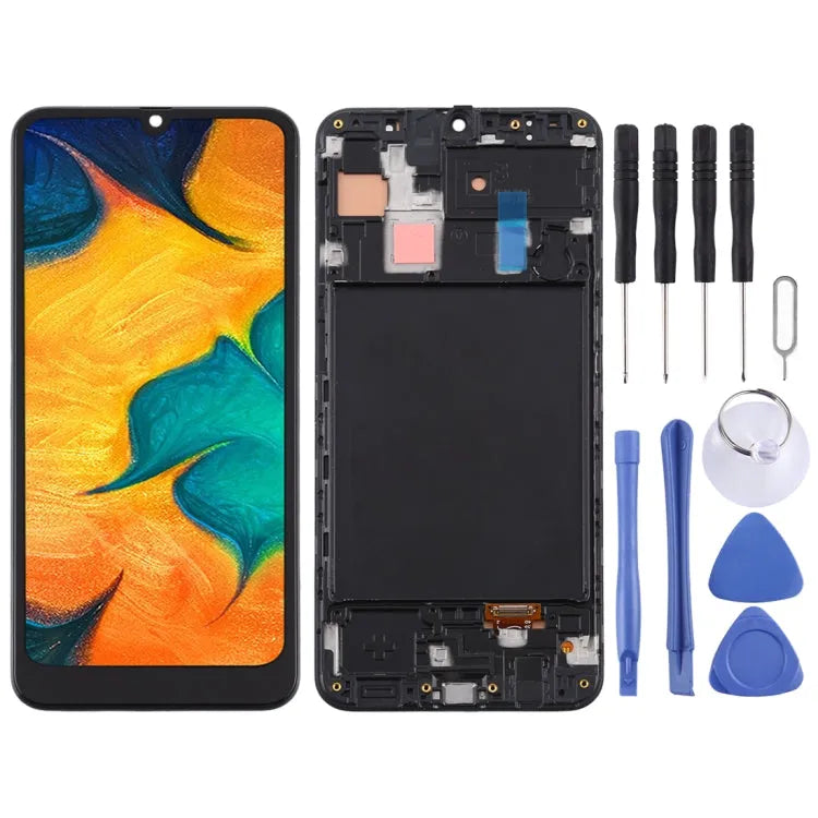 TFT LCD-scherm met digitizer en frame voor Samsung Galaxy A30 (zwart)