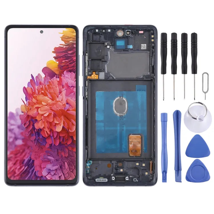 Originele Super AMOLED-scherm met digitizer en frame voor Samsung Galaxy S20 FE 4G SM-G780 (blauw)