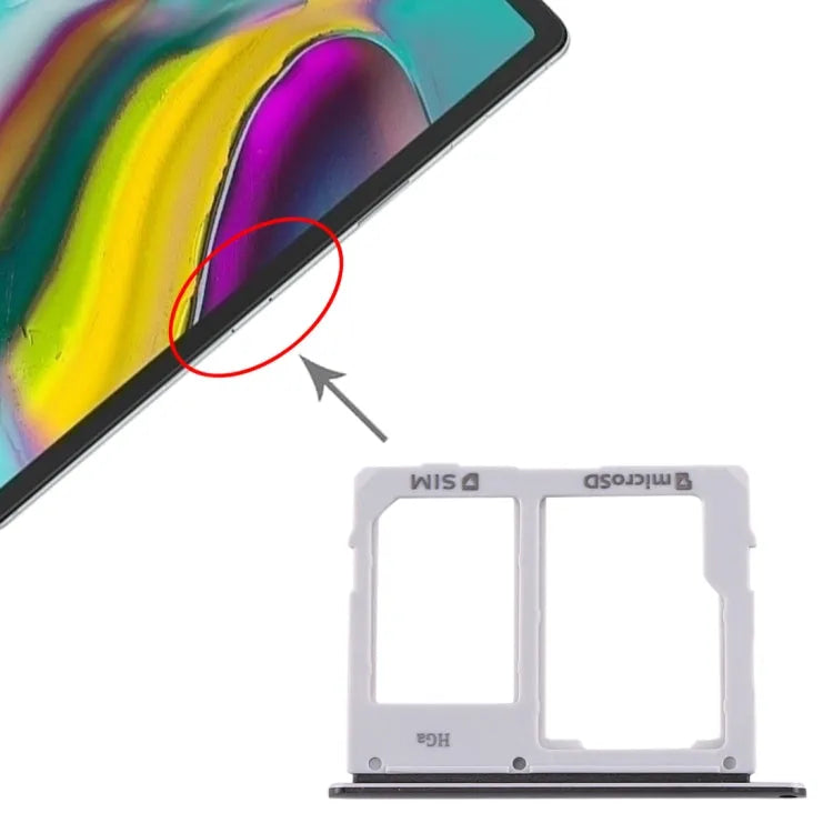 SIM-kaartlade plus Micro SD-kaartlade voor Samsung Galaxy Tab S5e SM-T725 (zwart)