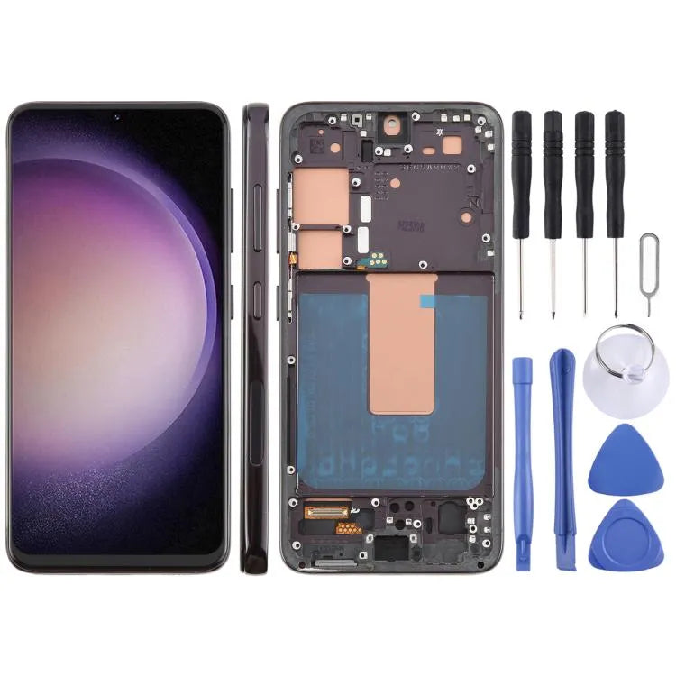 TFT LCD-schermdigitizer met frame voor Samsung Galaxy S23 SM-S911U (US-versie, zwart)