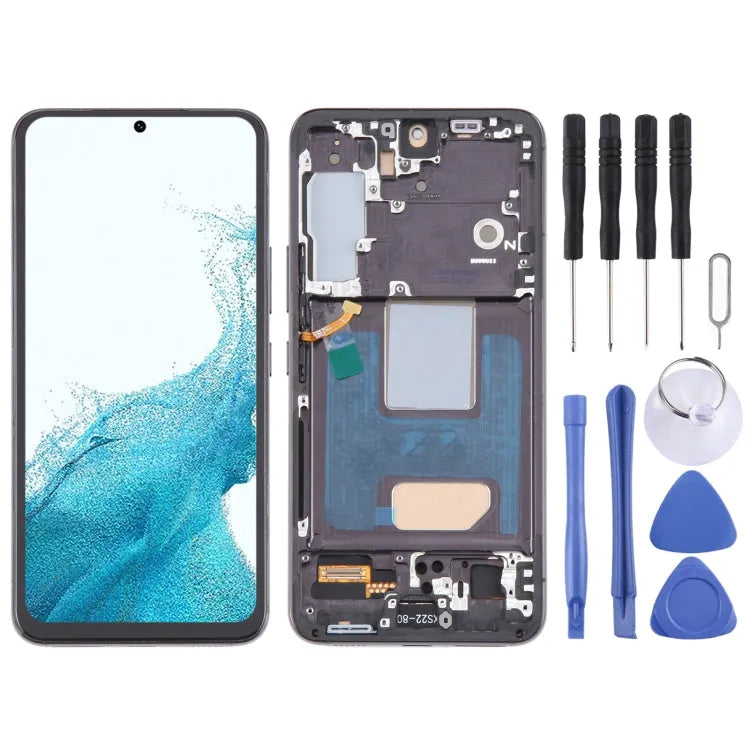 TFT LCD-scherm met digitizer en frame voor Samsung Galaxy S22 5G SM-S901B EU (zwart)