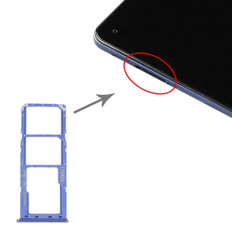 SIM-kaartlade en Micro SD-kaartlade voor Samsung Galaxy A21s (blauw)