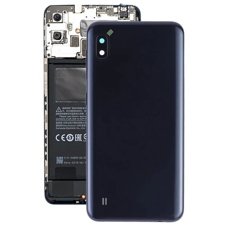 Achterklep met cameralensframe en zijknoppen voor Samsung Galaxy A10 SM-A105F/DS SM-A105G/DS (zwart)