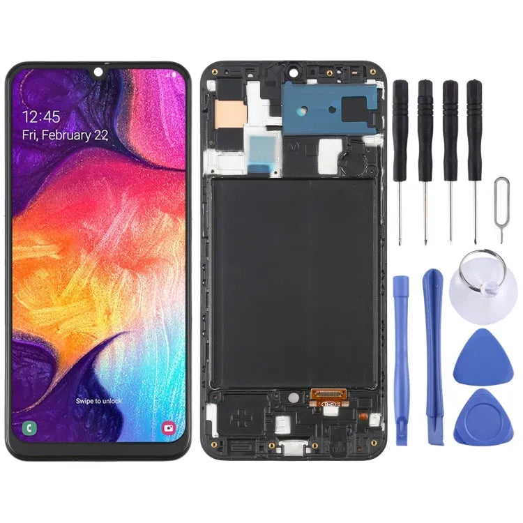 OLED LCD-scherm met frame voor Samsung Galaxy A50 SM-A505 (zwart)