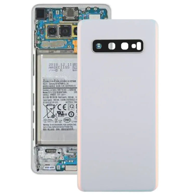 Batterijachterklep met cameralensframe voor Samsung Galaxy S10 (wit)