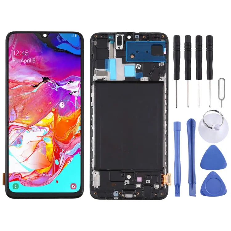TFT LCD-scherm met digitizer en frame voor Samsung Galaxy A70 (zonder vingerafdrukherkenning, zwart)