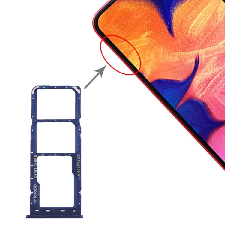 SIM-kaartlade met micro-SD-uitsparing voor Samsung Galaxy A10 (blauw)