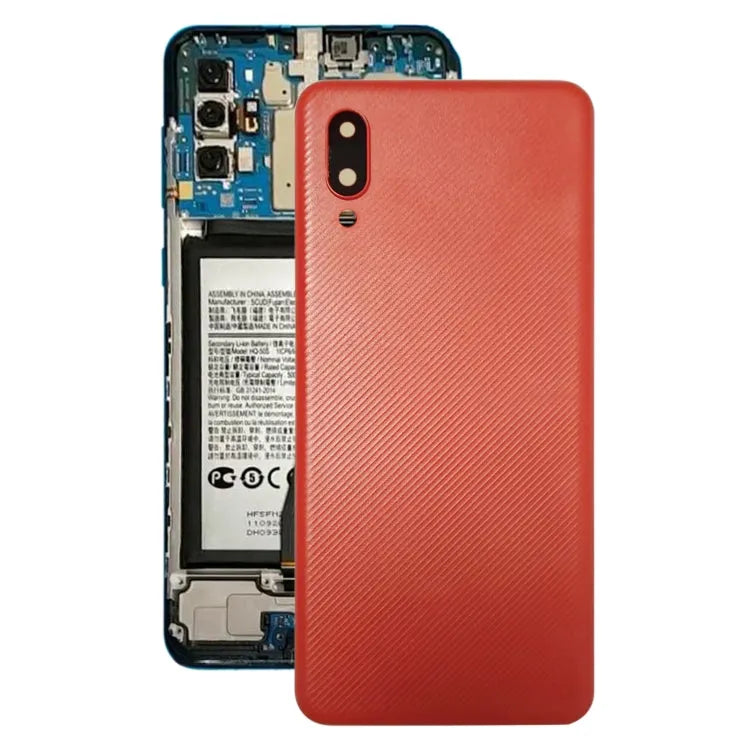 Batterijachterklep met cameralensframe voor Samsung Galaxy A02 (rood)