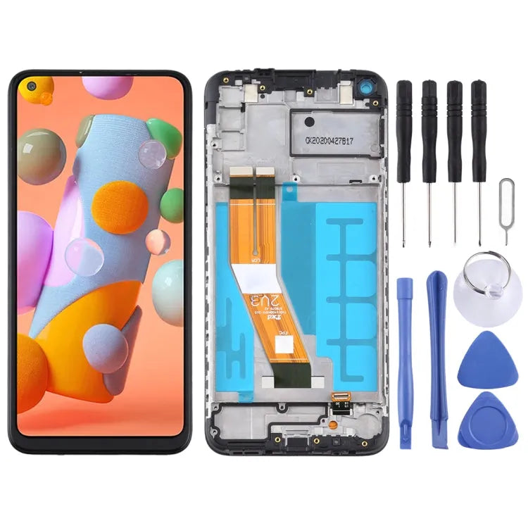 OEM LCD-scherm met digitizer en frame voor Samsung Galaxy A11 (zwart, volledige montage)