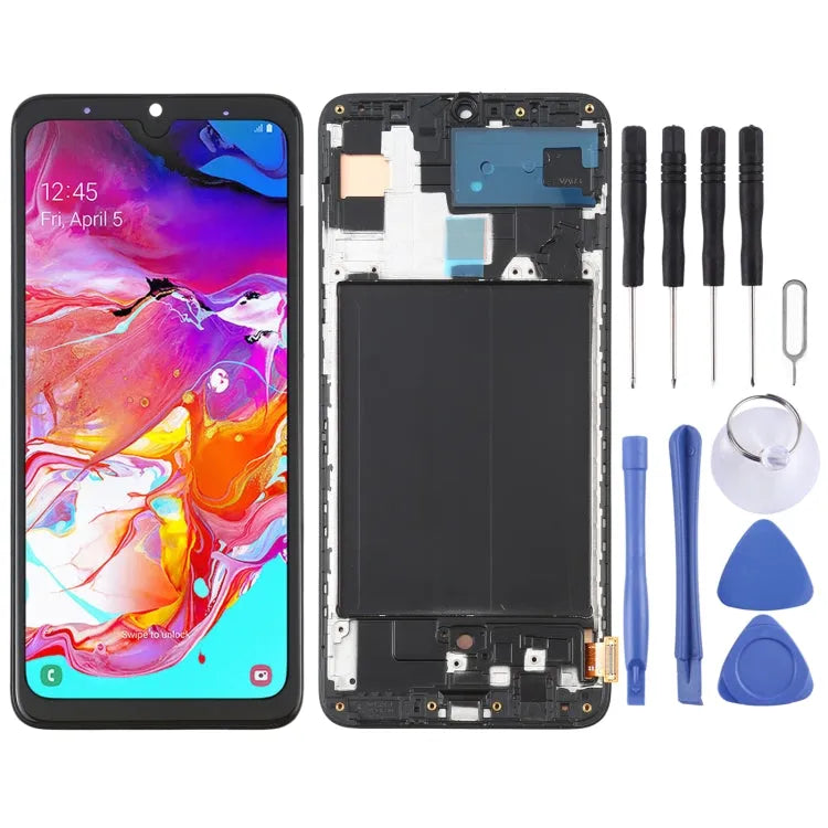 OLED LCD-schermdigitizer inclusief frame voor Samsung Galaxy A70 SM-A705 6,7 inch (zwart)
