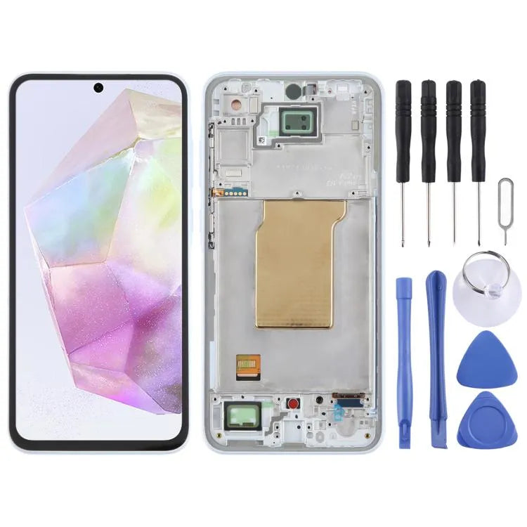 OLED LCD-schermdigitizer inclusief frame voor Samsung Galaxy A35 SM-A356B (babyblauw)