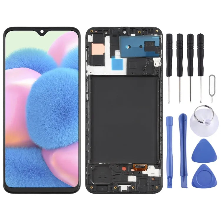 Origineel Super AMOLED-scherm met digitizer en frame voor Samsung Galaxy A30s