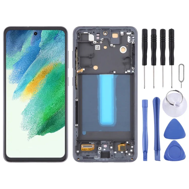 OLED LCD-schermdigitizer met frame voor Samsung Galaxy S21 FE 5G SM-G990B 6,36 inch (zwart)