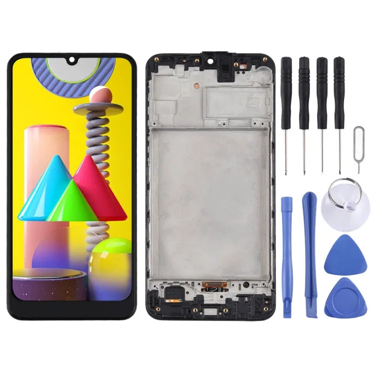 TFT LCD-schermdigitizer volledige montage met frame voor Samsung Galaxy M31 en Galaxy M31 Prime (zwart)