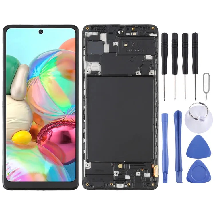 OLED LCD-schermdigitizer met frame voor Samsung Galaxy A71 SM-A715 6,39 inch (zwart)