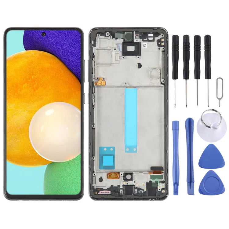 OLED LCD-schermdigitizer met frame voor Samsung Galaxy A52 5G SM-A526 6,33 inch (zwart)