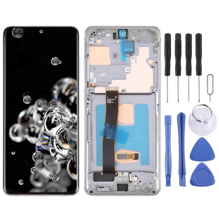 OLED LCD-schermdigitizer met frame voor Samsung Galaxy S20 Ultra 4G 5G SM-G988 6,67 inch (grijs)