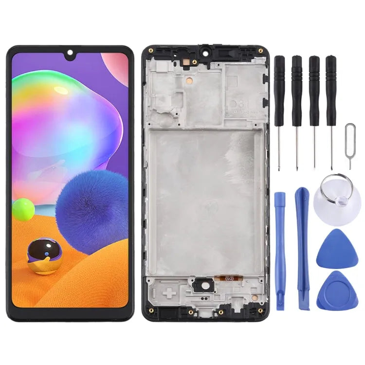 TFT LCD-schermdigitizer met frame voor Samsung Galaxy A31 SM-A315 (zwart)