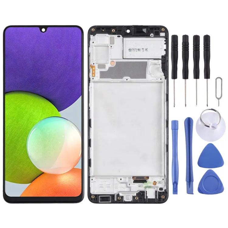 Incell LCD-schermdigitizer volledige montage met frame voor Samsung Galaxy A22 4G (zwart)