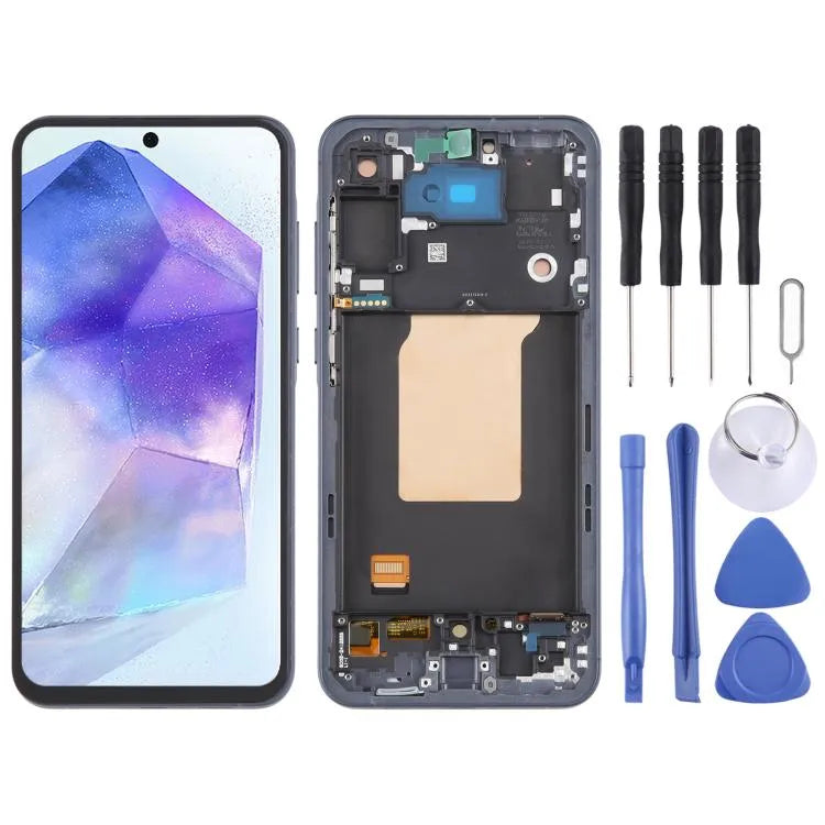 OLED LCD-schermdigitizer met frame voor Samsung Galaxy A55 SM-A556B (blauw)