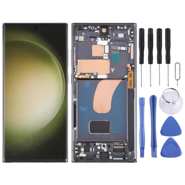 OLED LCD-schermdigitizer met frame voor Samsung Galaxy S23 Ultra 5G SM-S918U (US, zwart)