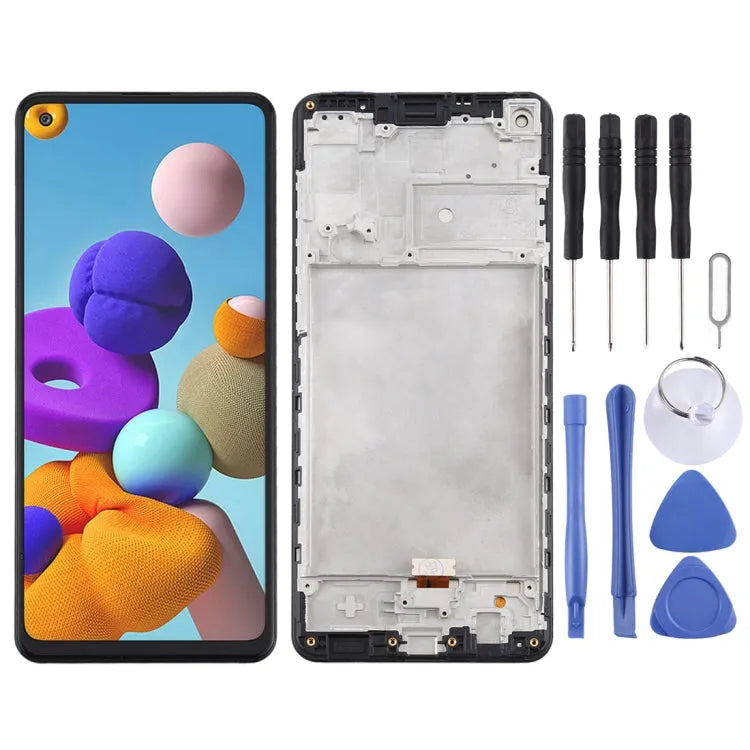 OEM LCD-schermdigitizer met frame voor Samsung Galaxy A21s SM-A217 (zwart)