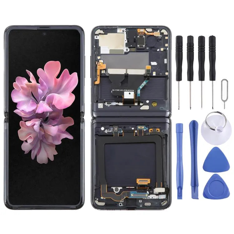 LCD-schermdigitizer volledige montage met frame voor Samsung Galaxy Z Flip SM-F700 (zwart)