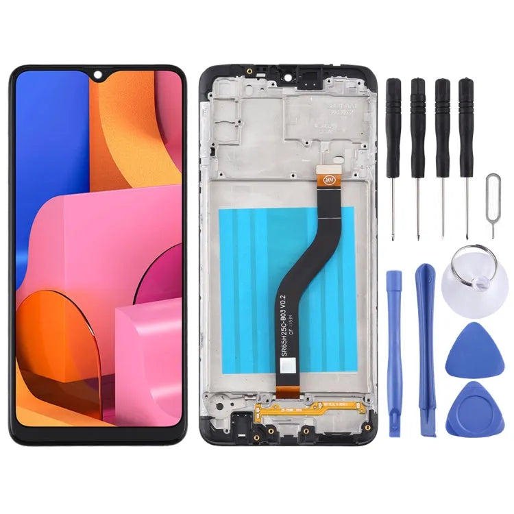 OEM LCD-schermdigitizer met frame voor Samsung Galaxy A20s (zwart)