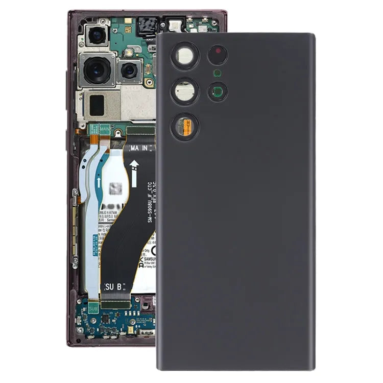 Batterij-achterklep met cameralensframe voor Samsung Galaxy S22 Ultra 5G SM-S908B (zwart)