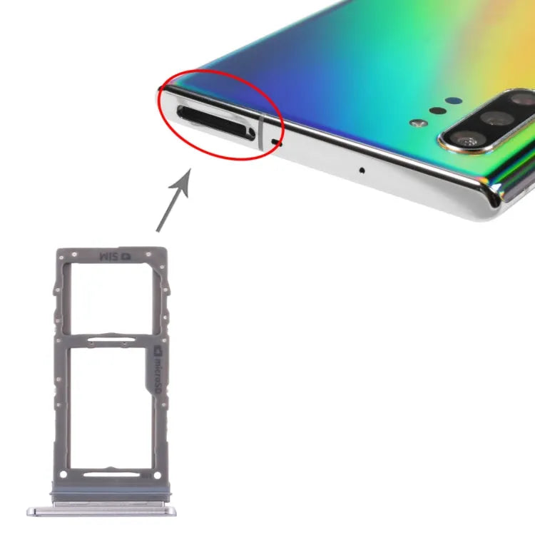 SIM-kaartlade en Micro SD-kaartlade voor Samsung Galaxy Note10+ (grijs)