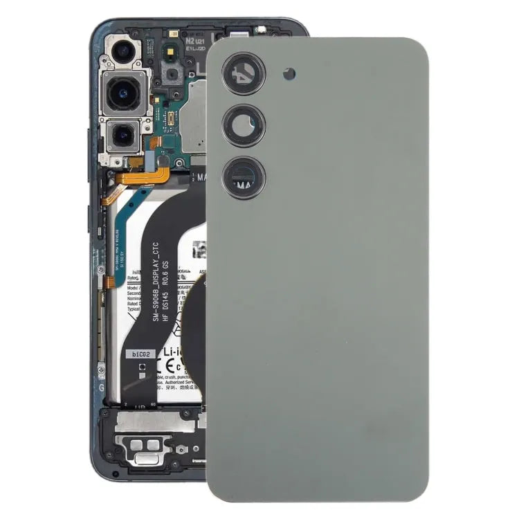 Originele glazen achterkant met cameralensframe voor Samsung Galaxy S23 SM-S911B (groen)