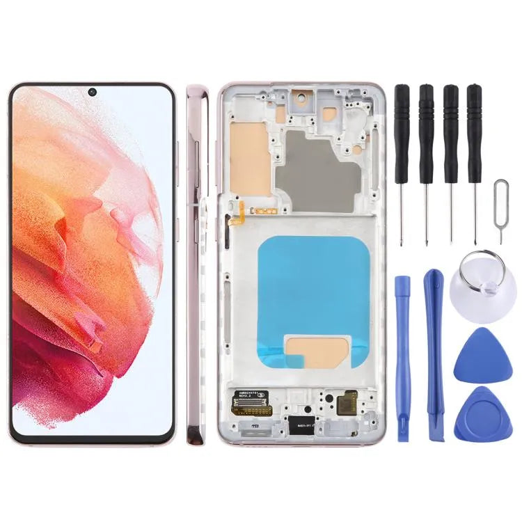 TFT LCD-scherm met digitizer en frame zonder vingerafdruk voor Samsung Galaxy S21 5G SM-G991B 6,12 inch (goud)