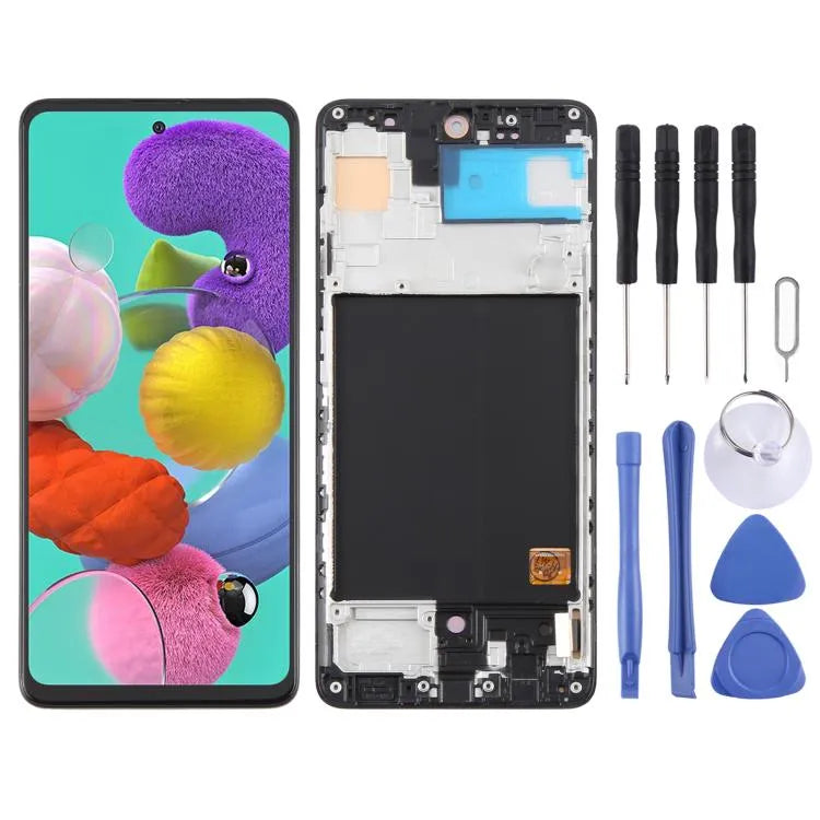 OLED LCD-schermdigitizer met frame voor Samsung Galaxy A51 4G SM-A515F 6,43 inch (zwart)