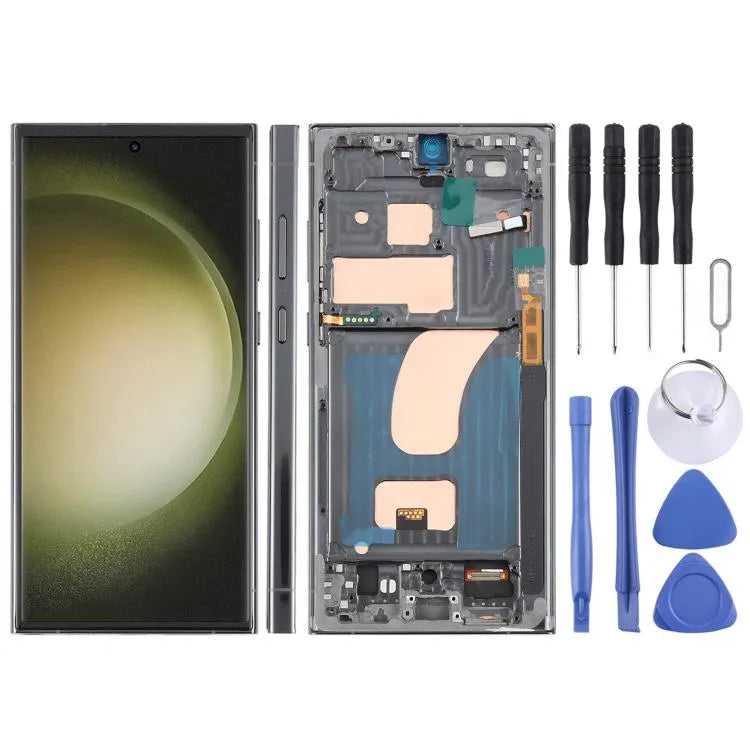 TFT LCD-schermdigitizer met frame voor Samsung Galaxy S23 Ultra SM-S918B 6,72 inch (groen, zonder vingerafdruk)