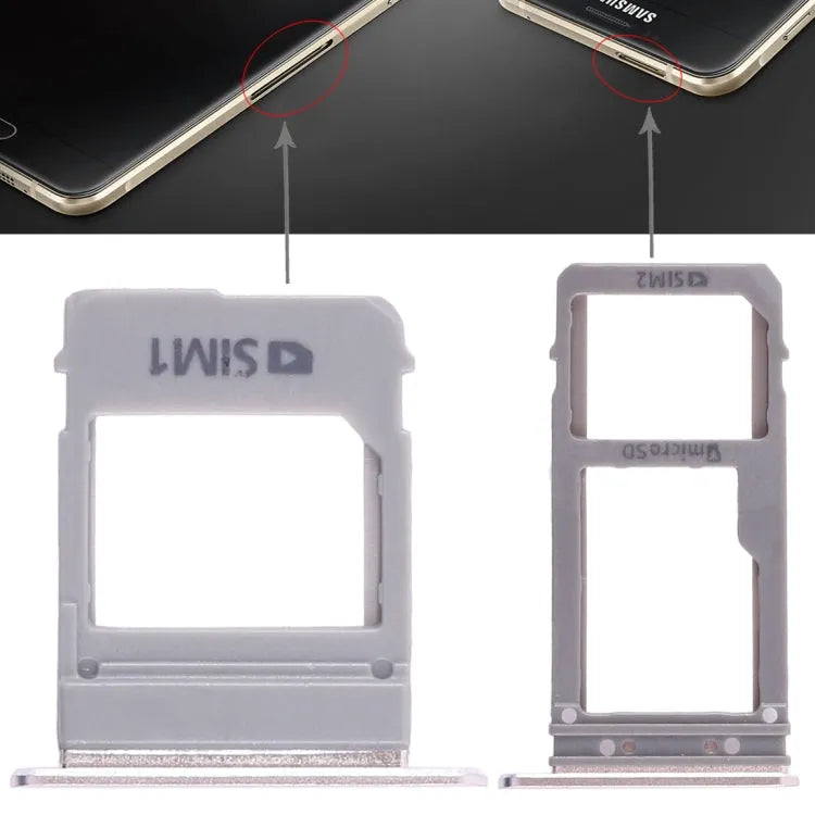 Set 2 SIM-kaartlades plus micro SD-kaartlade voor Samsung Galaxy A5 A520 en A7 A720 (goud)