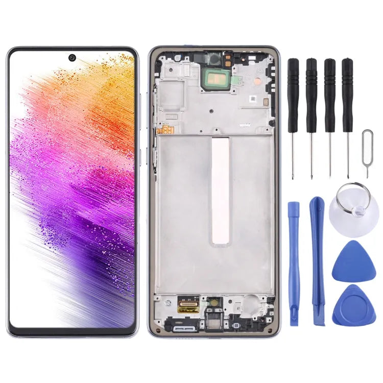 Originele Super AMOLED LCD-schermdigitizer volledige montage met frame voor Samsung Galaxy A73 5G SM-A736B