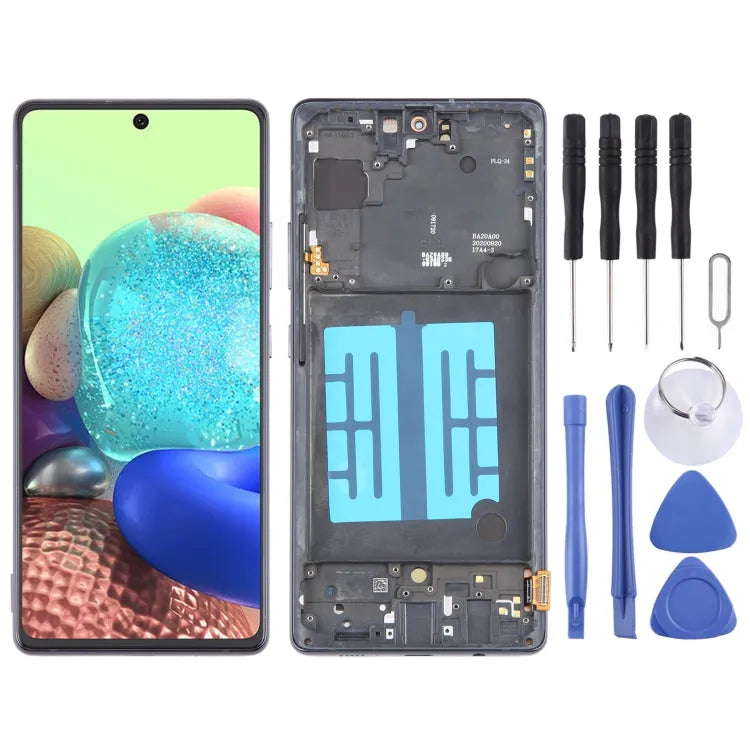 OLED LCD-schermdigitizer volledige montage met frame voor Samsung Galaxy A71 5G SM-A716B 6,43 inch (zwart)