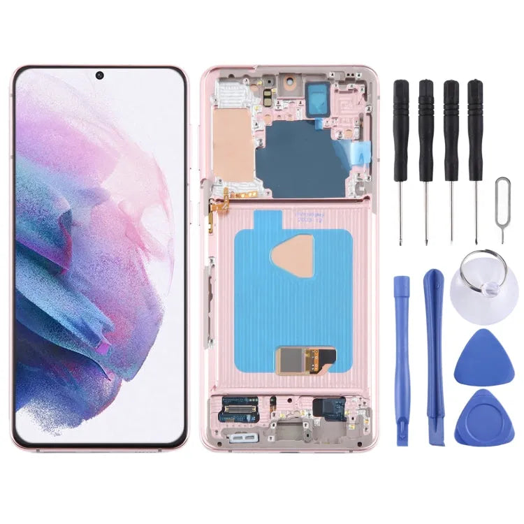 OLED LCD-schermdigitizer volledige montage met frame voor Samsung Galaxy A14 4G SM-A145 (roze)