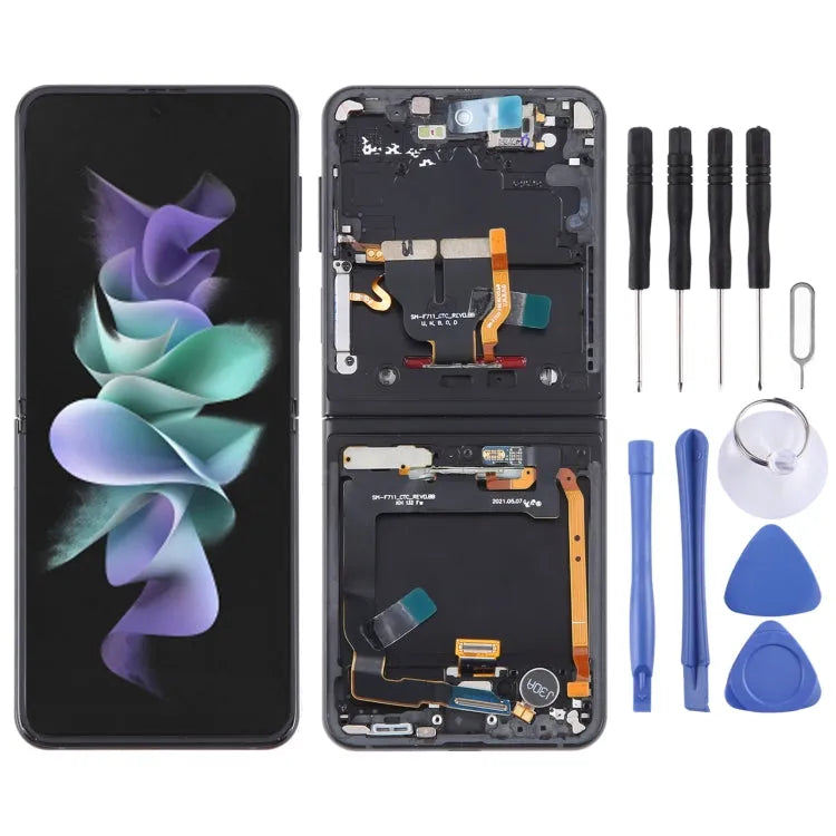 Origineel LCD-schermdigitizer volledige montage met frame in zwart voor Samsung Galaxy Z Flip3 SM-F711