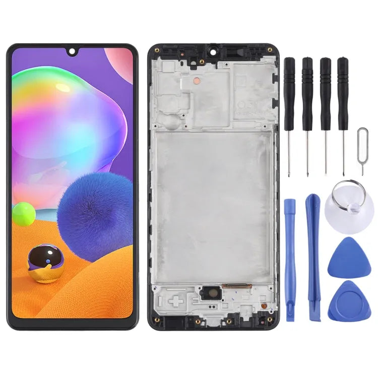 Origineel Super AMOLED-scherm met digitizer en frame voor Samsung Galaxy A31 SM-A315 (zwart)