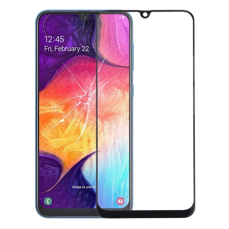 Voorscherm buitenste glazen lens in zwart voor Samsung Galaxy A50 A30 M30 en A4S