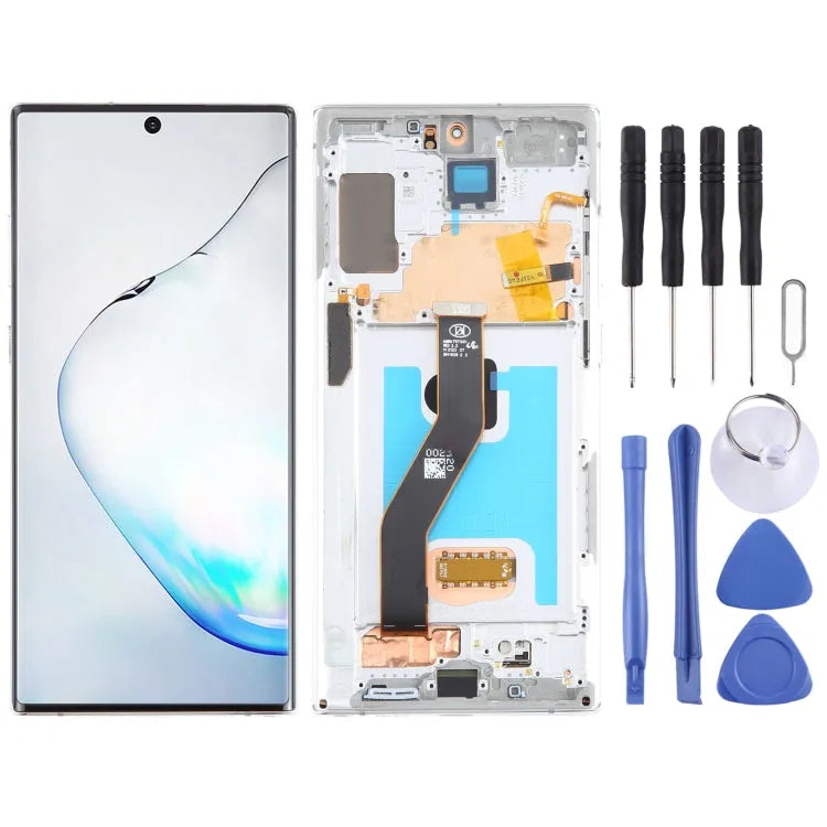 OLED LCD-schermdigitizer volledige montage met frame voor Samsung Galaxy Note 10+ SM-N975 (zilver)