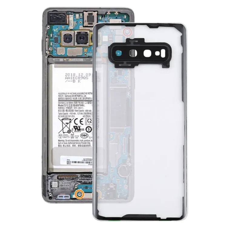 Transparante glazen achterklep met cameralensframe voor Samsung Galaxy S10+ SM-G9750 G975F