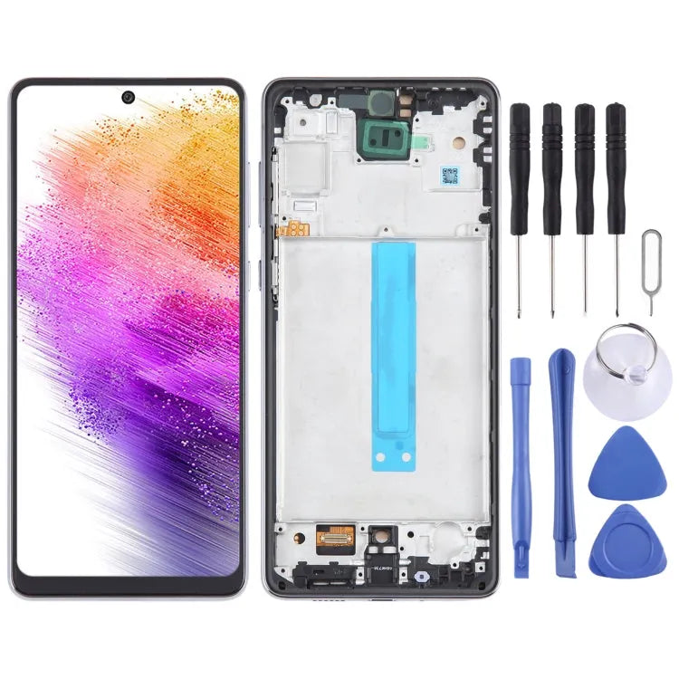 TFT LCD-scherm met digitizer volledige montage met frame voor Samsung Galaxy A73 SM-A736B (zwart)