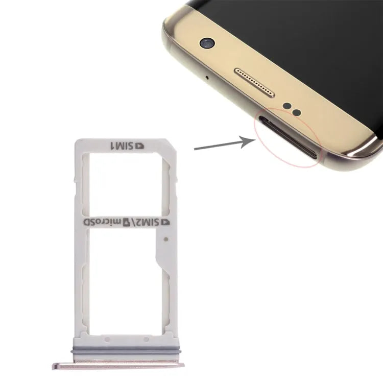 Set 2 SIM-kaartlades plus micro SD-kaartlade voor Samsung Galaxy S7 Edge SM-G935 (goud)