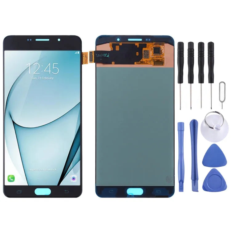 Originele Super AMOLED-schermdigitizer volledige montage voor Samsung Galaxy A9 Pro (2016) SM-A910F (zwart)