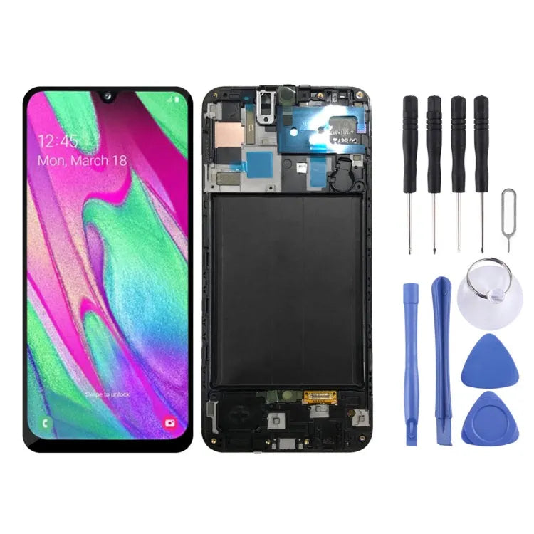 Origineel LCD-scherm met digitizer en frame voor Samsung Galaxy A50 SM-A505F (zwart)