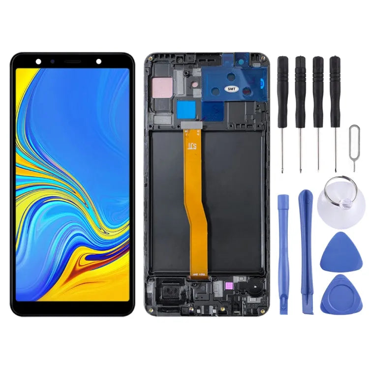 Origineel LCD-scherm met digitizer volledige montage met frame voor Samsung Galaxy A7 (2018) SM-A750